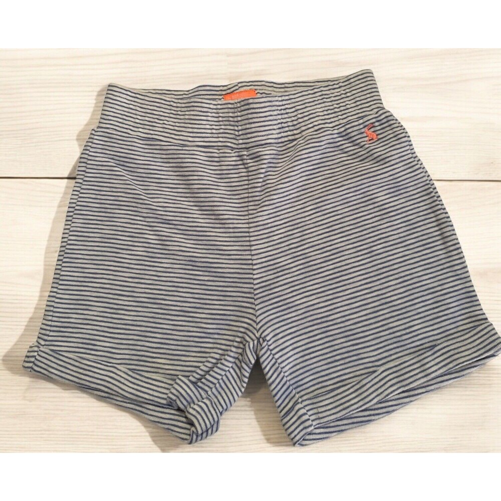 Joules Girls Kittiwake Striped Light Blue/White Cotton Blend Shorts Size 9-10y